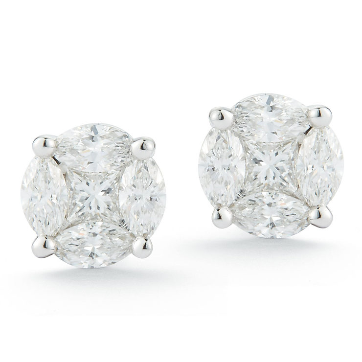 0 50ctw Marquise And Princess Cut Diamond Multi Stone Earrings