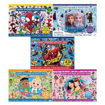 Giant Sticker Pad in Various Options: Marvel, Frozen, Princess, Spidey or Cocomelon