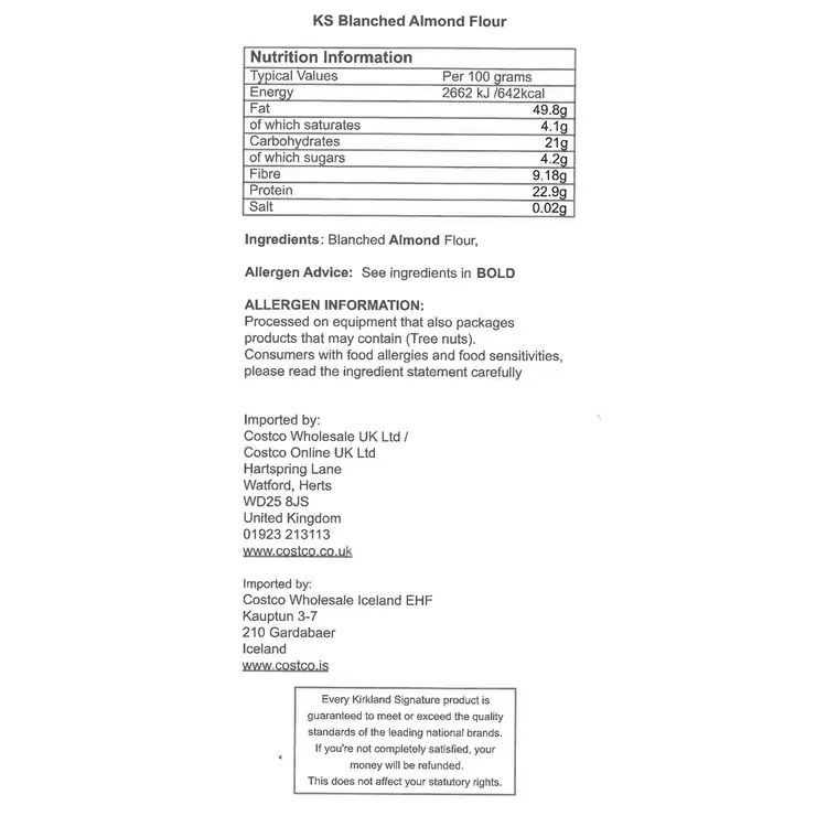 Kirkland Signature Blanched Almond Flour, 1.36kg