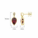Pear Cut Garnet & 0.30ctw Diamond Earrings, 18ct Yellow Gold