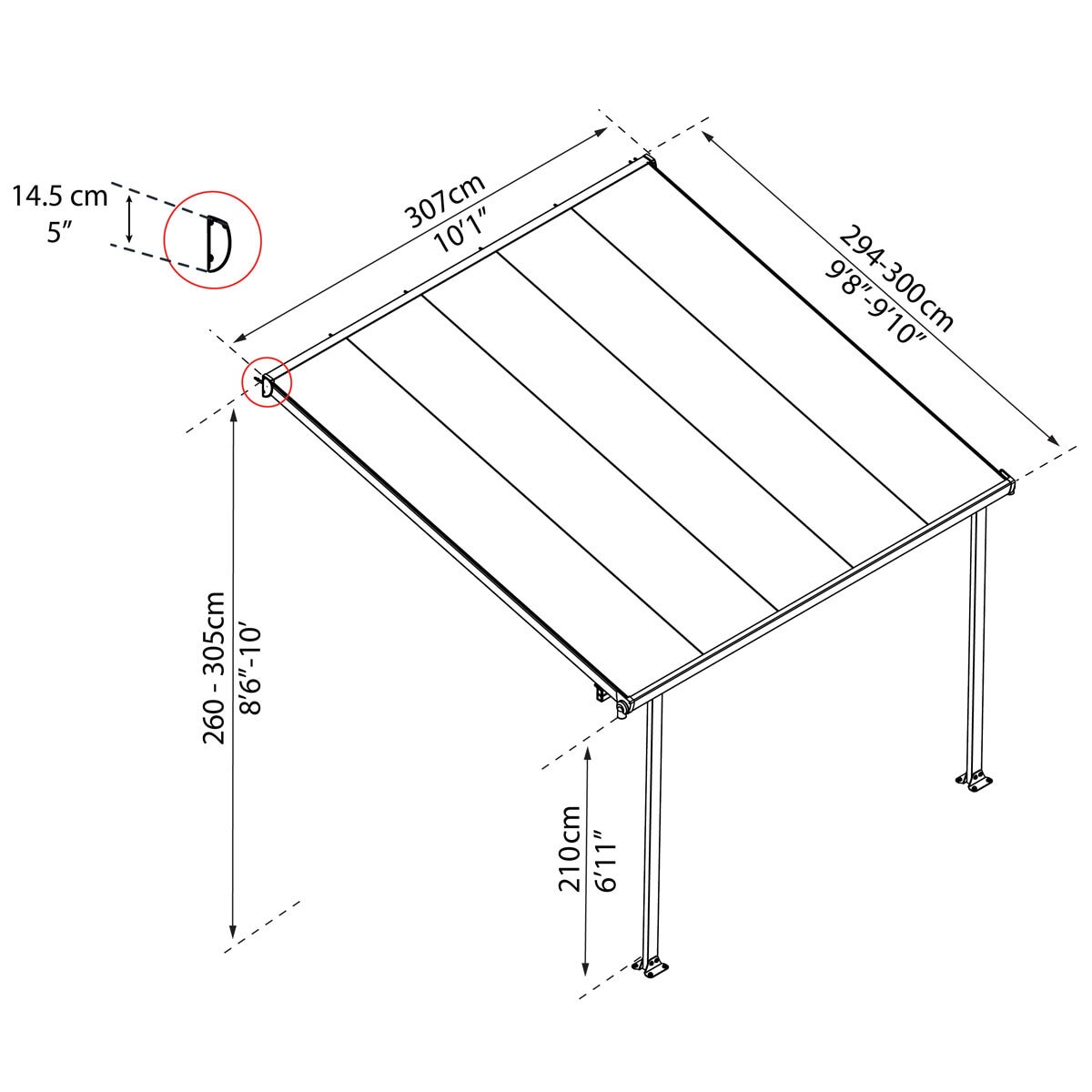 Palram Canopia Feria 3 Veranda Patio Cover in White, 3 x 3.05m