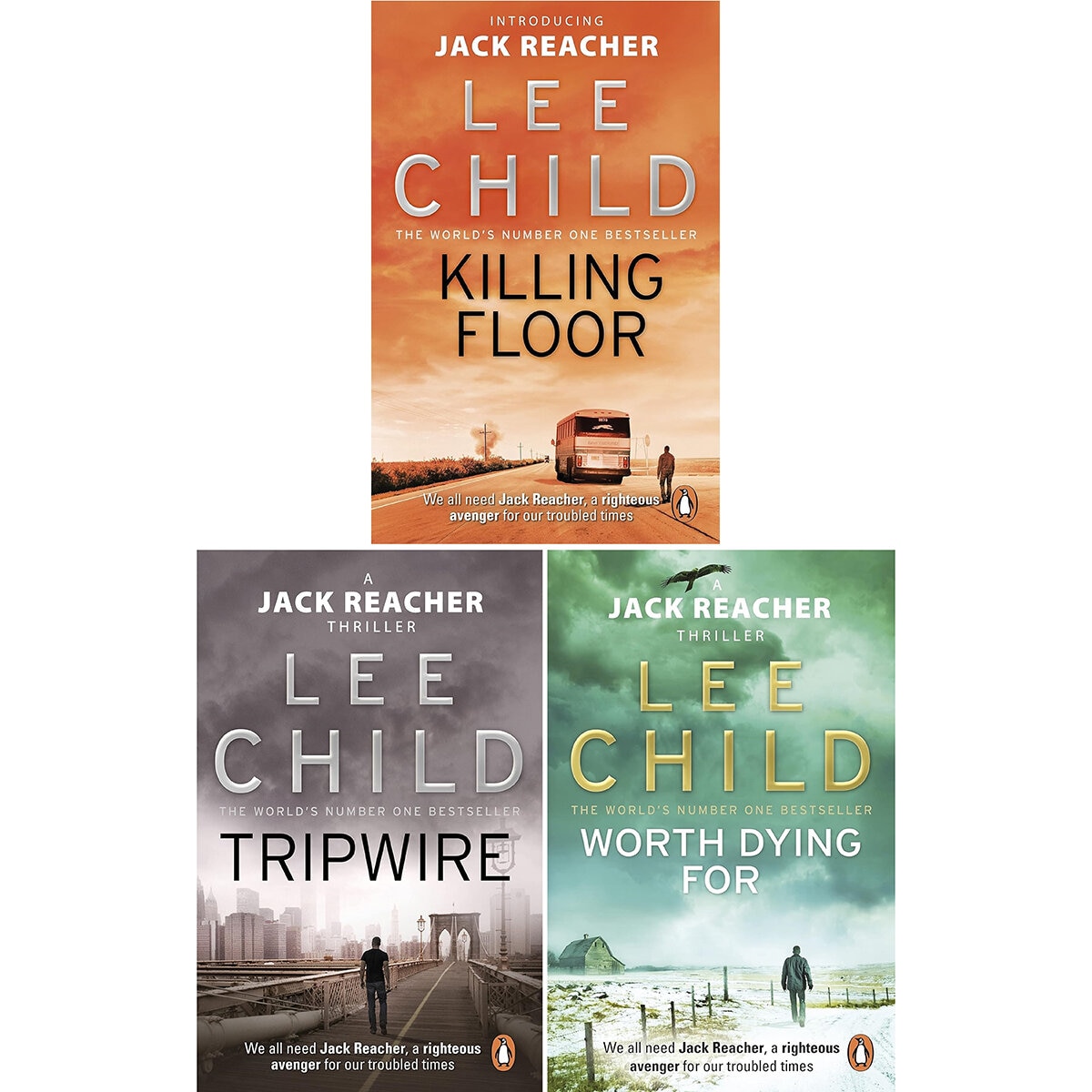 Lee Child, Jack Reacher Paperback in 3 Options: Killing Floor, Tripwire or Worth Dying For