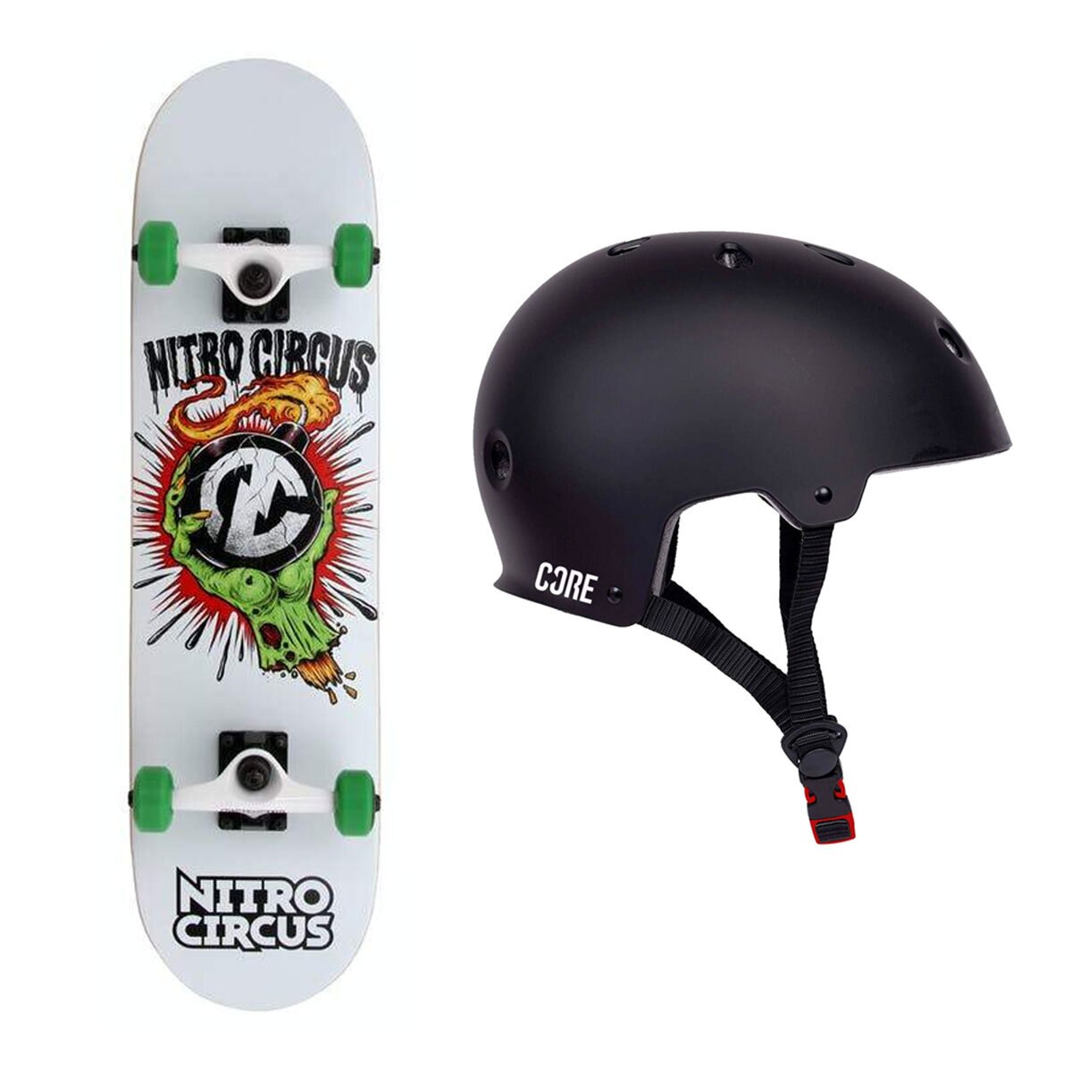 Nitro Circus 8" Flame Skateboard with Core Helmet Costco UK