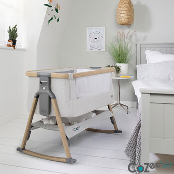 Tutti Bambini CoZee Air Bedside Rocking Crib, Oak & Silver