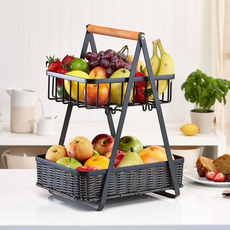 Lifestyle image of fruit in both baskets Lifestyle image of fruit in both baskets