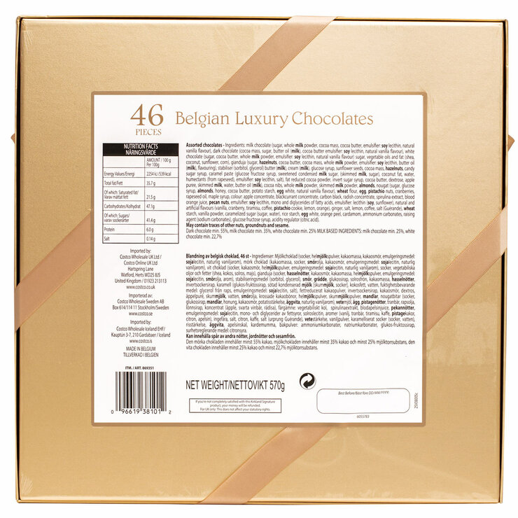 Kirkland Signature Luxury Belgian Chocolates in Blue Gift Box, 570g