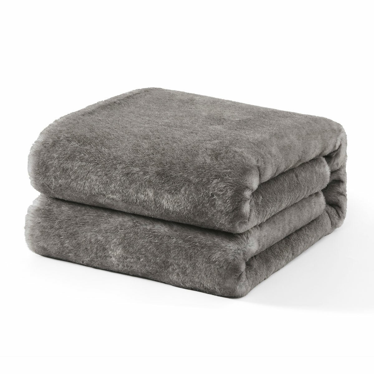 Mon Chateau Light Grey Faux Fur Throw, 152 x 177 cm