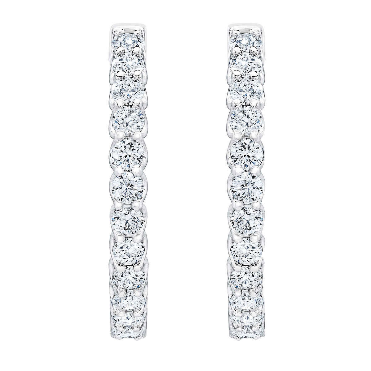 1.00ctw Diamond Hoop Earrings, 14ct White Gold