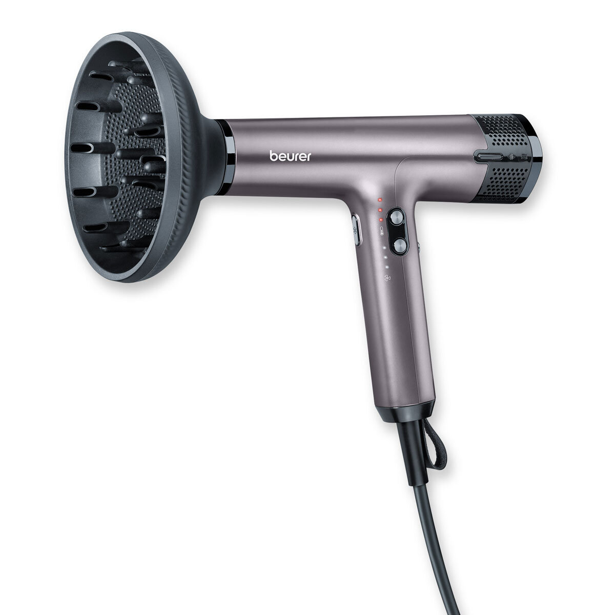 Front Profile of Beurer HC100 Hair Dryer with diffuser attachment