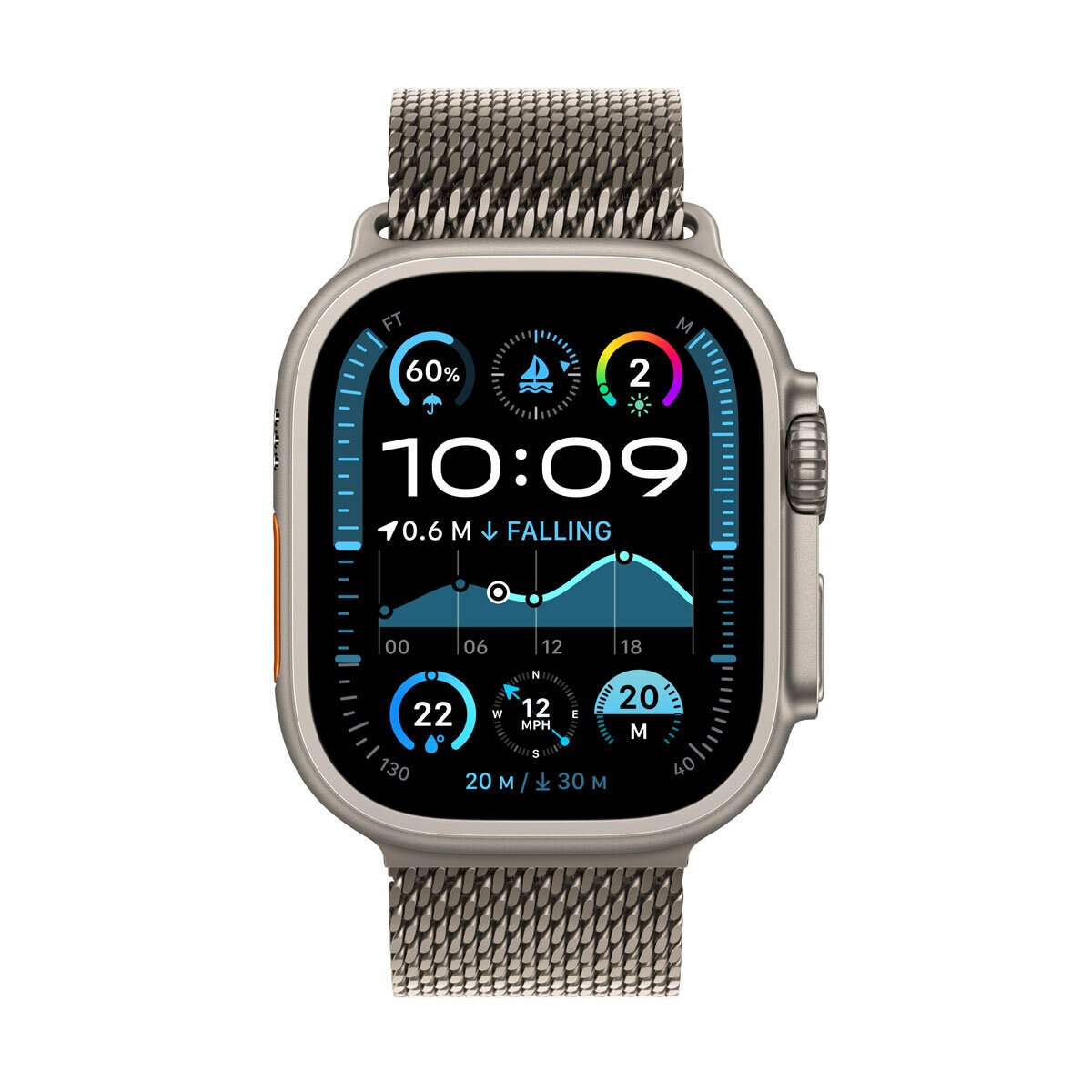 Apple Watch Ultra 2 GPS + Cellular, 49mm Titanium Case with Natural Titanium Milanese - Medium, MX5R3QA/A