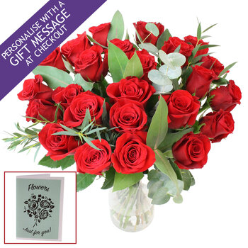 24 Stem Freedom Red Roses Flower Bouquet with Greetings Card