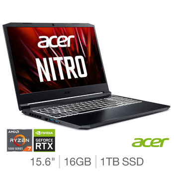 Acer Nitro 5, AMD Ryzen 7, 16GB RAM, 1TB SSD, NVIDIA GeForce RTX 3060, 15.6 Inch Gaming Laptop, NH.QBCEK.00E