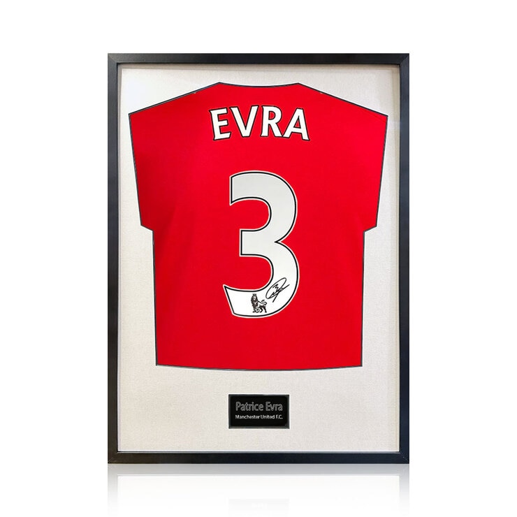 Patrice Evra Signed Framed Manchester United Football Shirt with White Mount