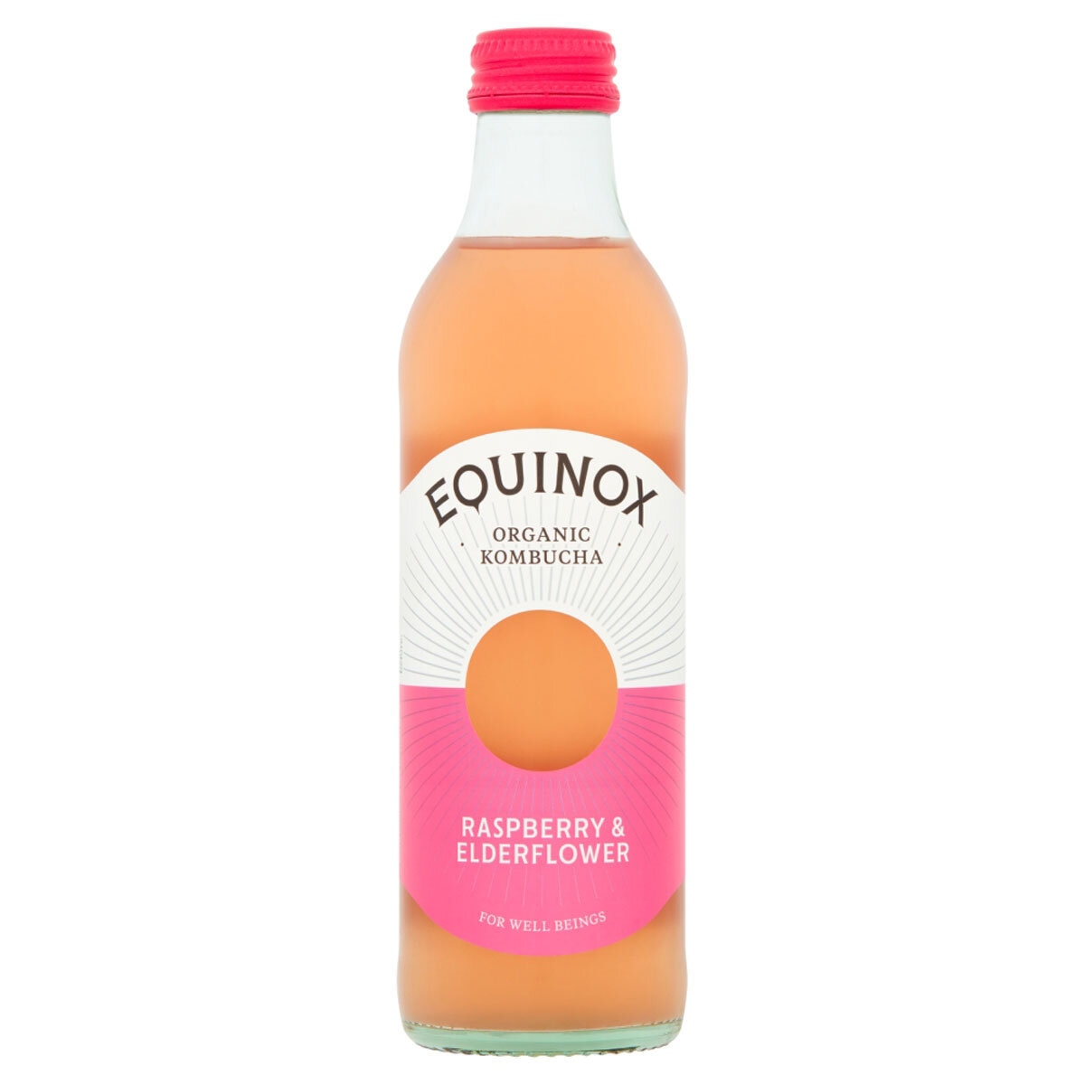 Single Bottle of Equinox Organic Kombucha Raspberry & Elderflower, 275ml