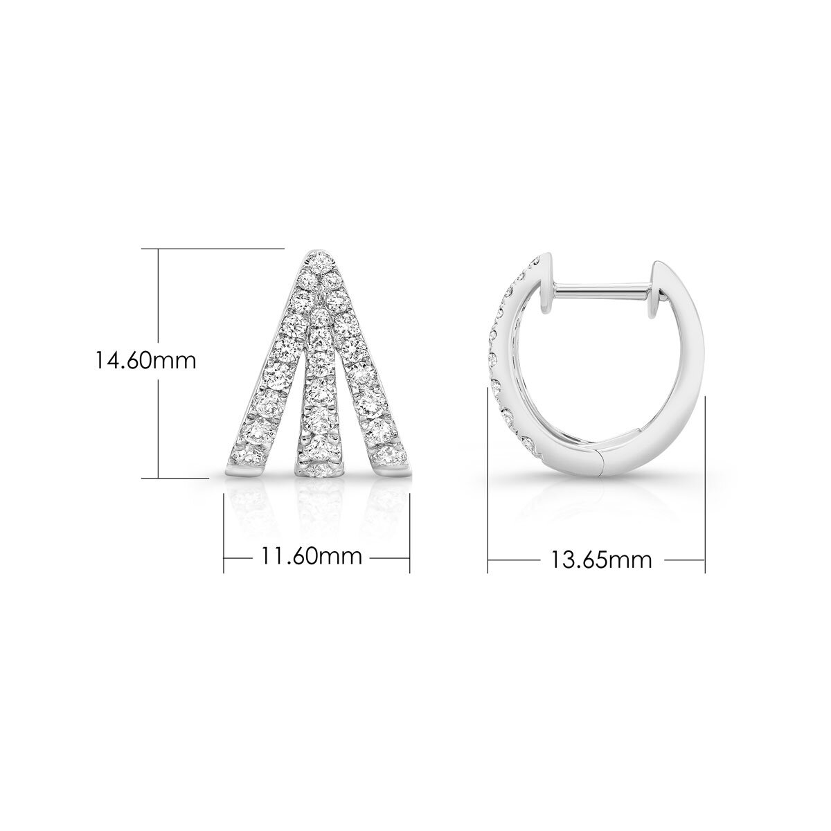 0.96ctw 3 Hoop Diamond Earrings, 18k White Gold