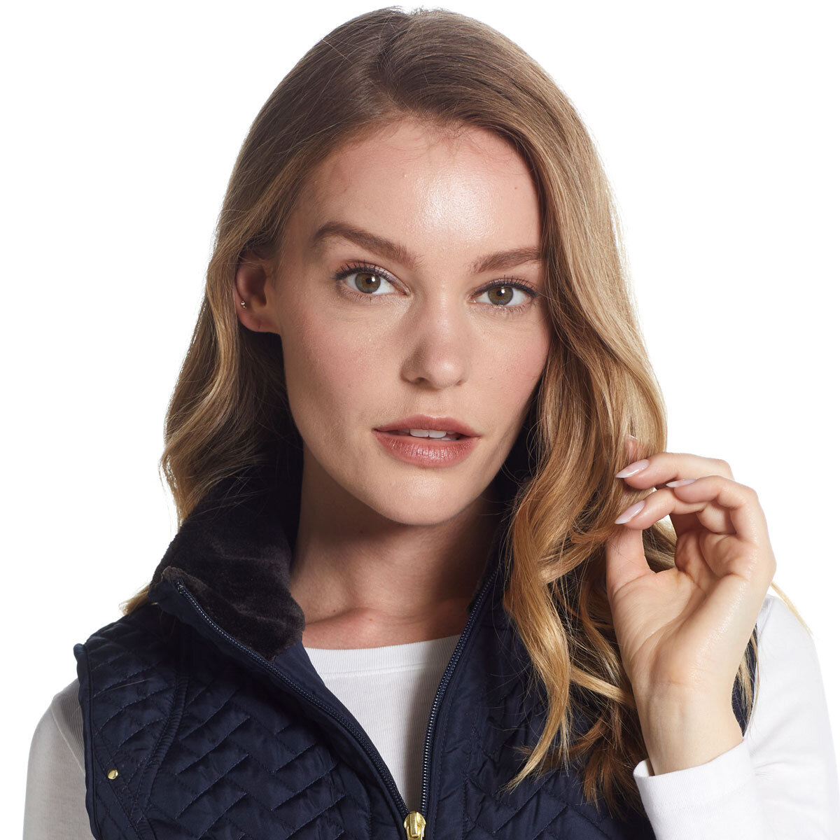 Weatherproof Ladies Quilted Plush Lined Vest in Navy Co