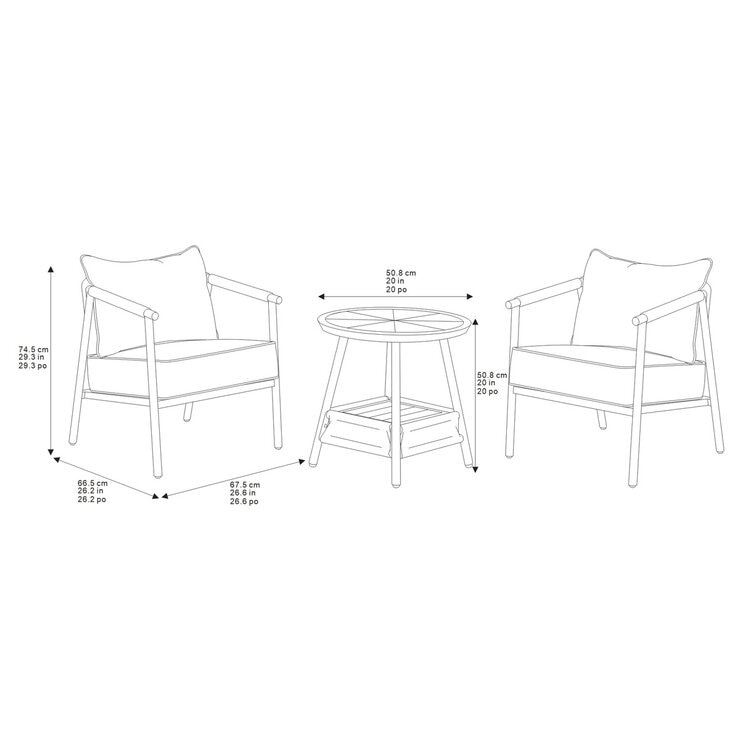 Helmsdale 3 Piece Woven Bistro Patio Set + Cover