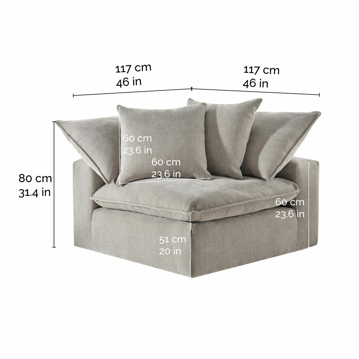 Aiden & Ivy Sereen Beige Fabric Corner Chair