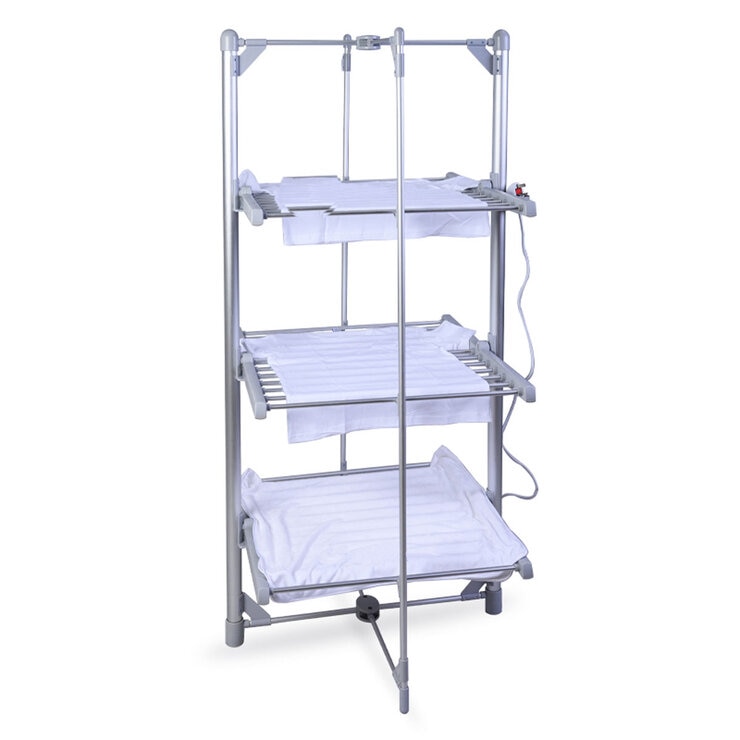 Image of Vybra 3 Tier Heated Airer with Shirts drying