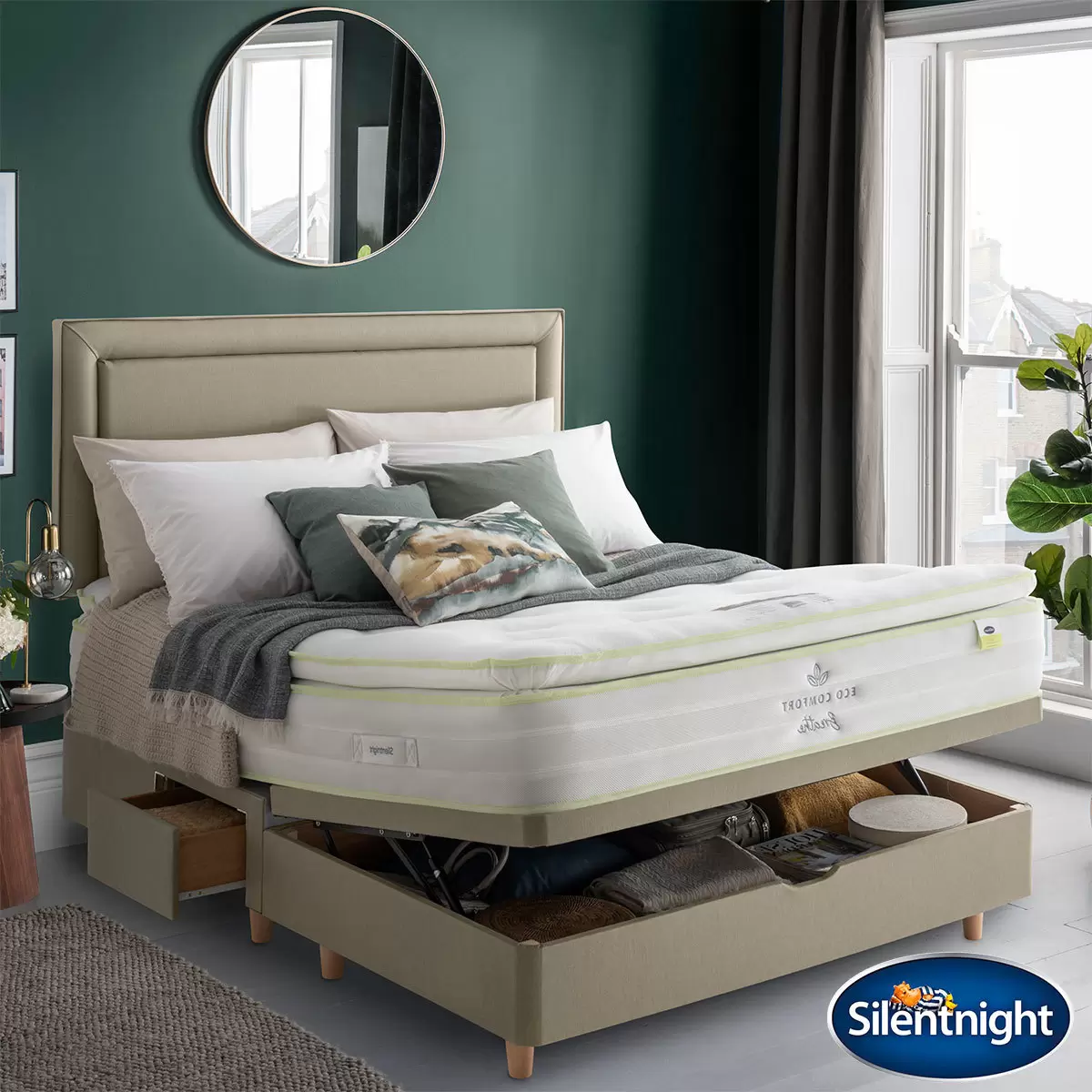 Silentnight 2200 Eco Comfort Breathe Mattress Sandstone Ottoman Divan In 3 Sizes Costco Uk