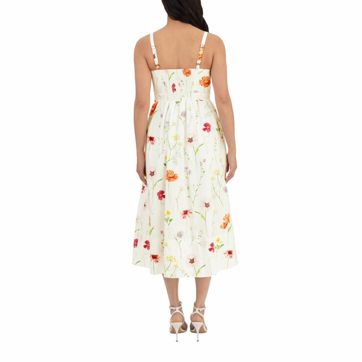 Wellworn Ladies Poplin Dress in White Floral