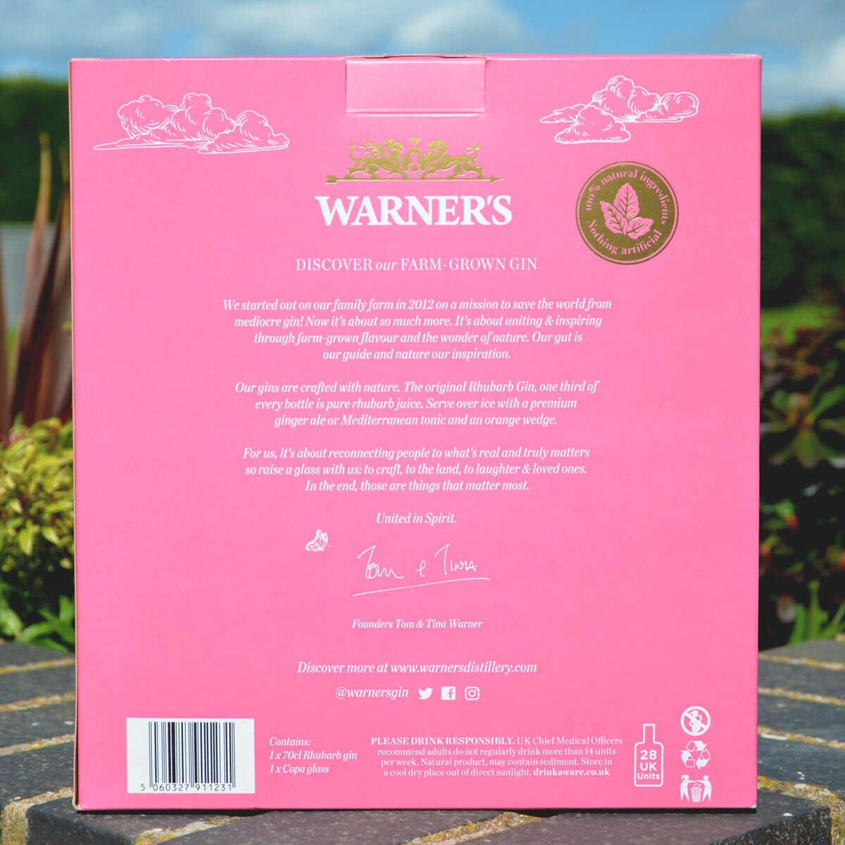 Lifestyle image of gift pack in garden setting