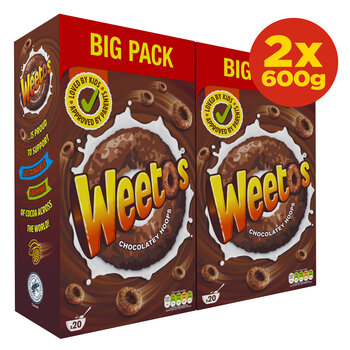 Weetos Chocolatey Hoops, 2 x 600g