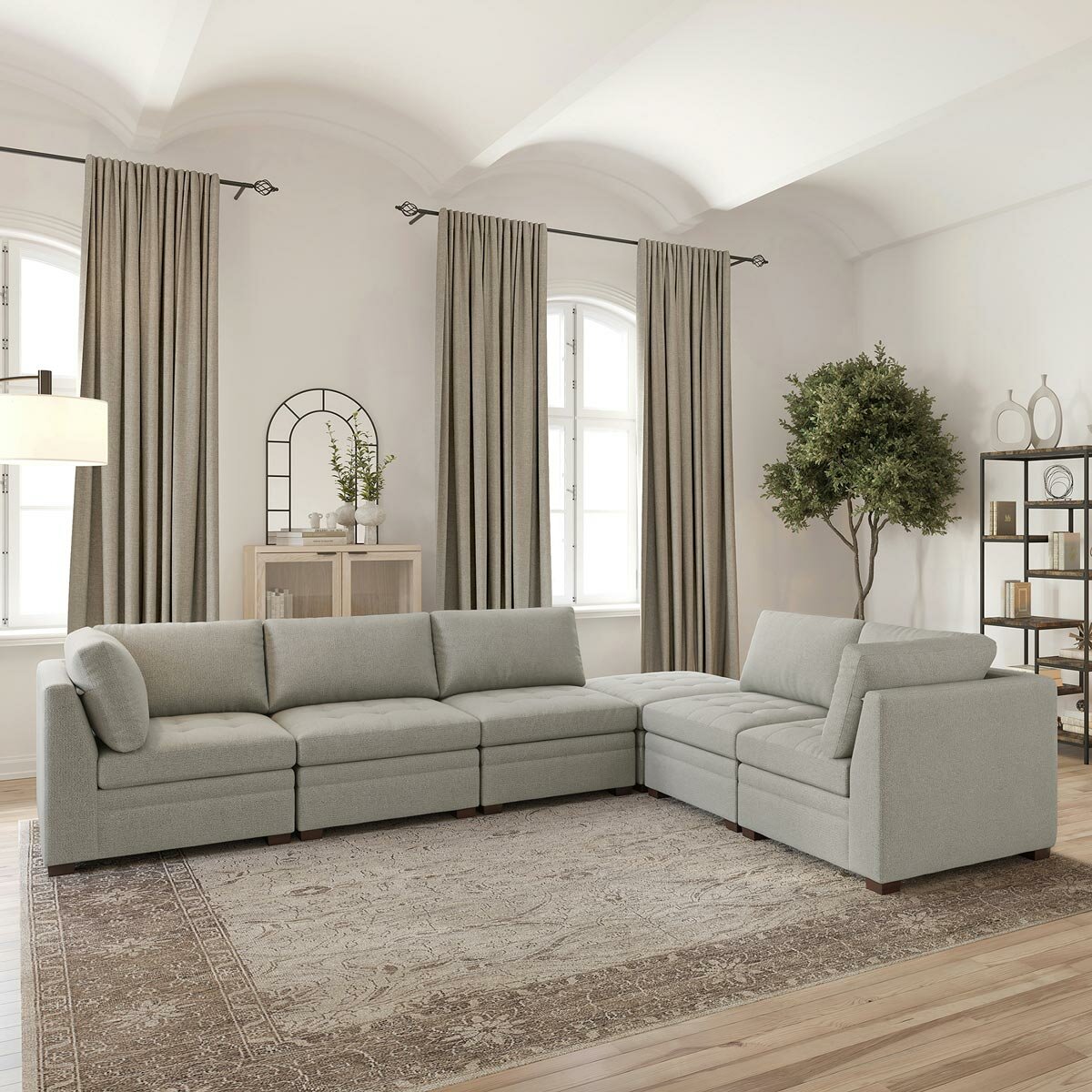Thomasville Tisdale Beige 6 Piece Modular Fabric Sofa