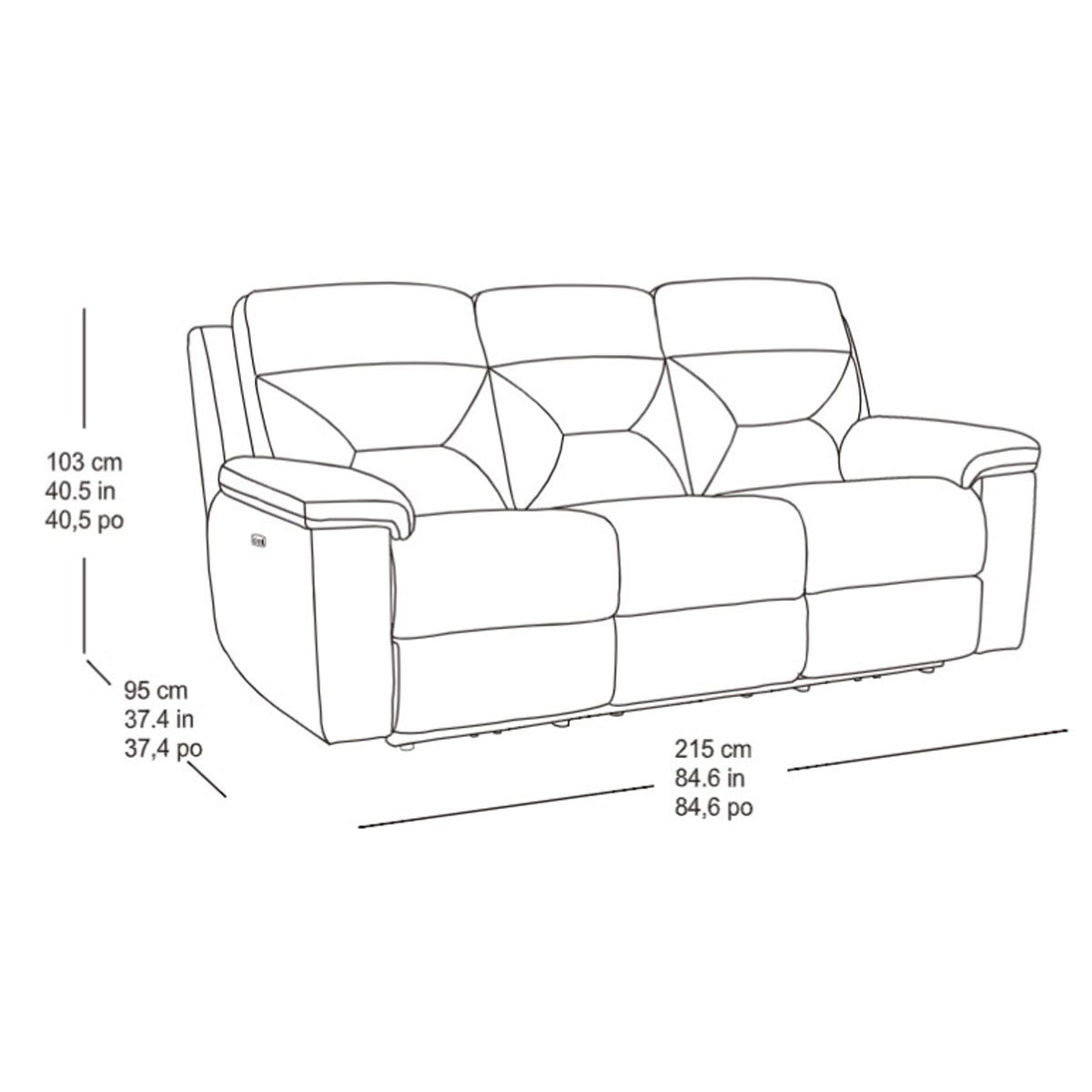 Gilman Creek Justin Brown Fabric Power Reclining 3 Seater