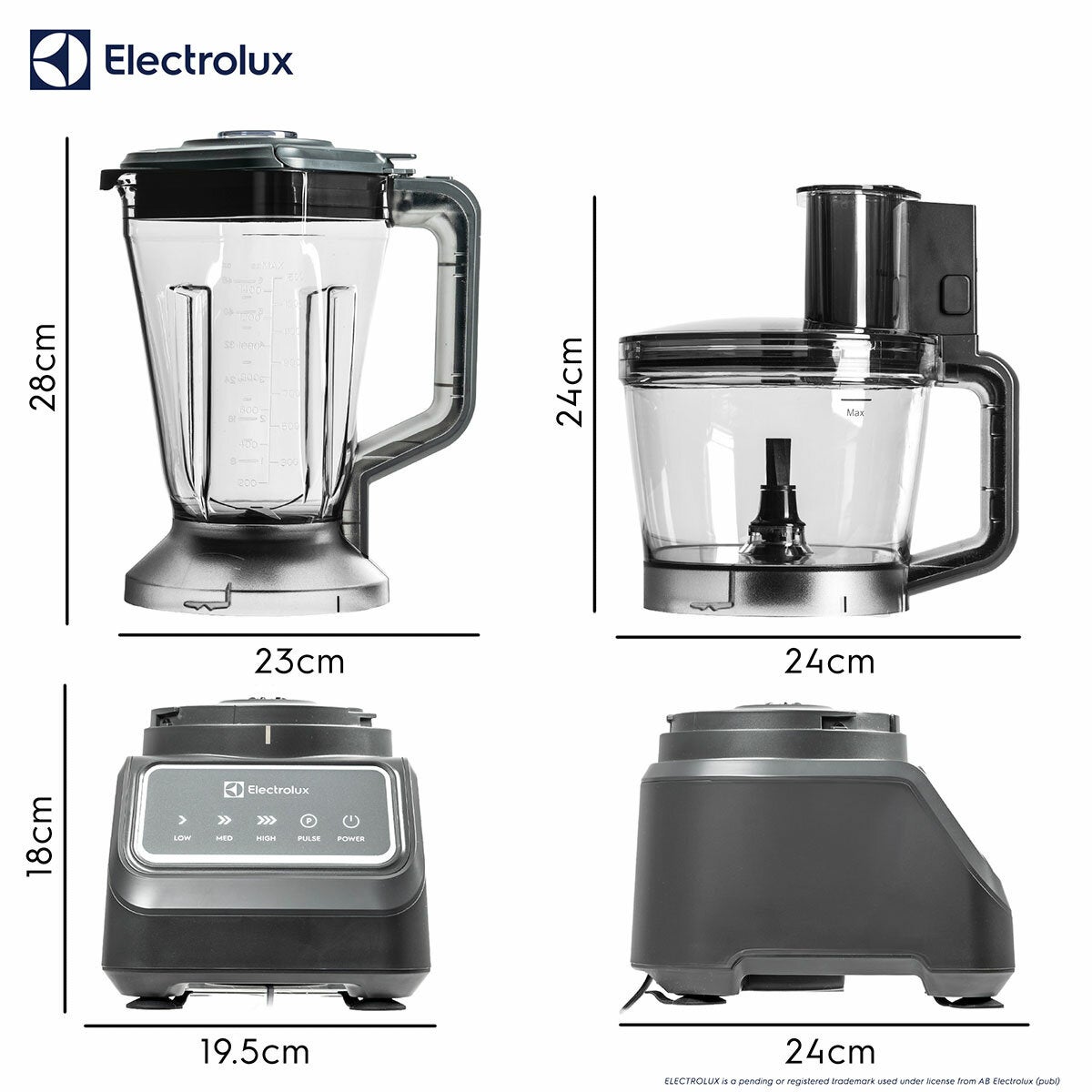 Electrolux SDA2838ELGRY 1000W Multi Food Processor & Blender in Grey