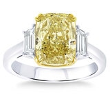 4.56ctw Fancy Intense Yellow Three Stone Diamond Ring, Platinum