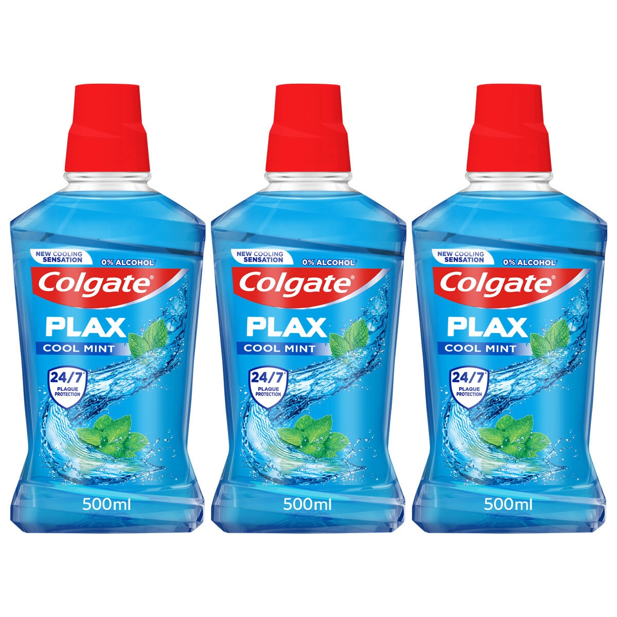 Colgate Plax Cool Mint Mouthwash, 3 x 500ml
