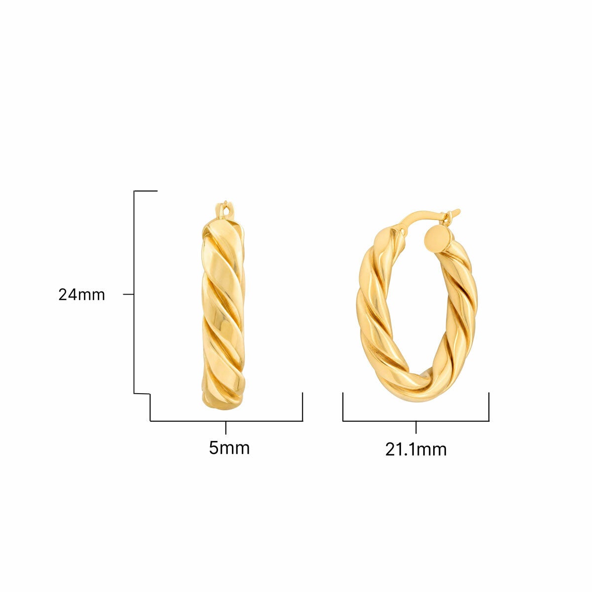 14ct Yellow Gold Twist Oval Hoop Earrings 14ct Yellow Gold Twist Oval Hoop Earrings