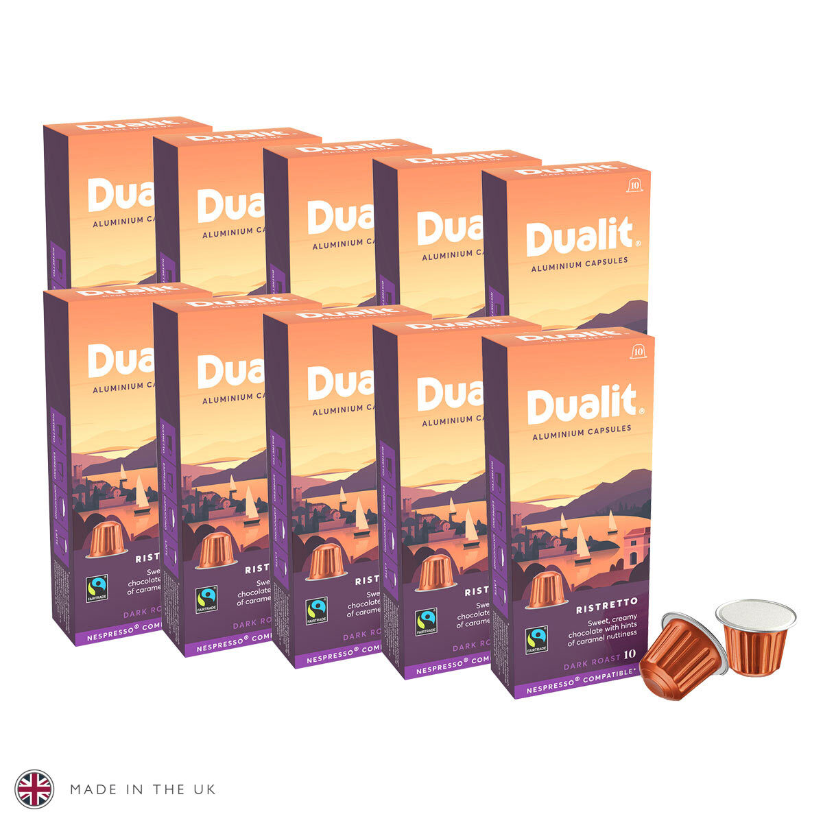 Dualit Ristretto Aluminium Nespresso Compatible Coffee Pods, 100 Servings