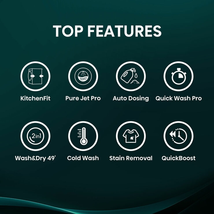 Hisense KitchenFit 5i Series WD5I1045BWQ, 10.5kg / 6kg Washer Dryer, D Rated in White