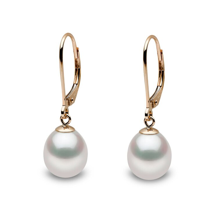 9mm Cultured Freshwater White Pearl Earrings, 18ct Yellow Gold