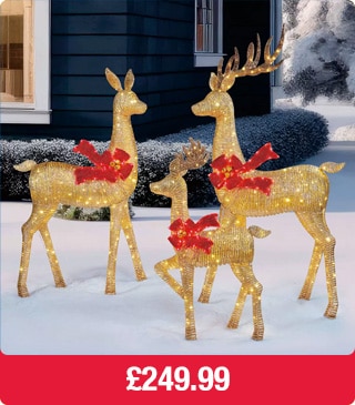 Deer family Set of 3 with LED Lights