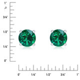 Round Cut Lab Emerald Stud Earrings, 14ct White Gold