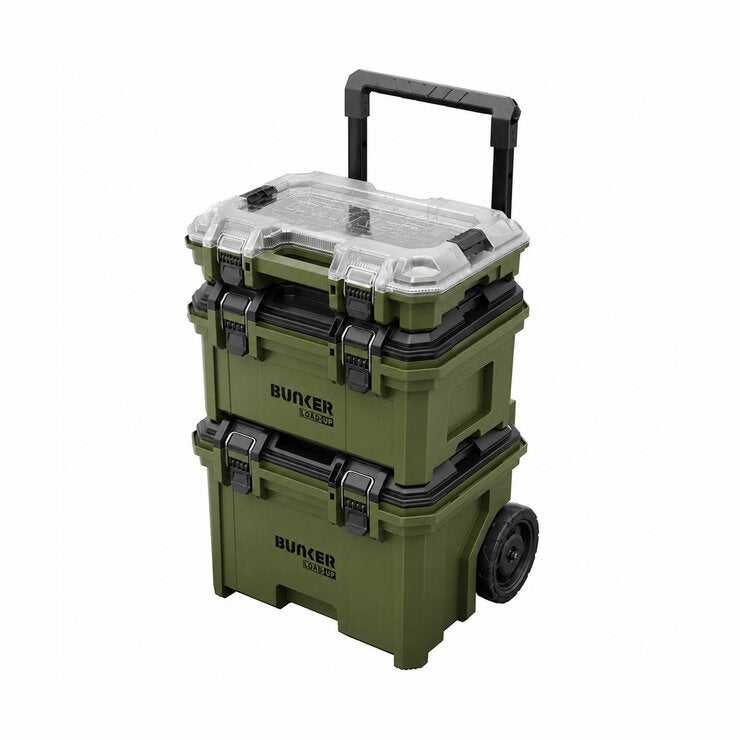 BUNKER 3 Piece Load-Up Wheeled Stacking Tool Storage System BUNKER 3 Piece Load-Up Wheeled Stacking Tool Storage System