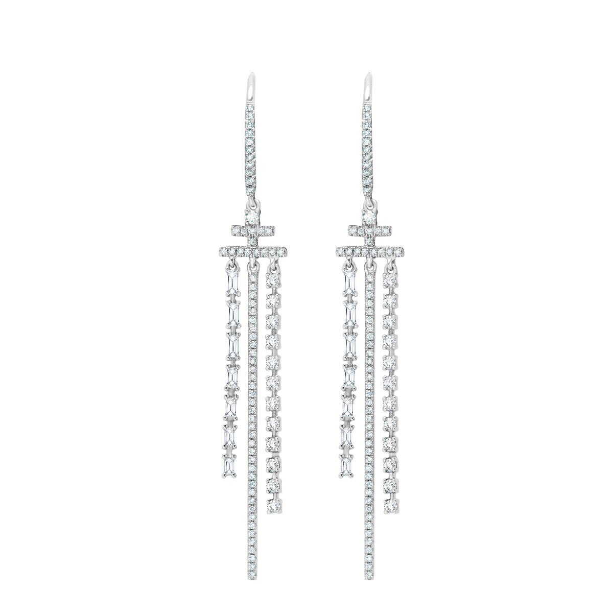 1.04ctw Diamond Dangle Earrings, 18k White Gold