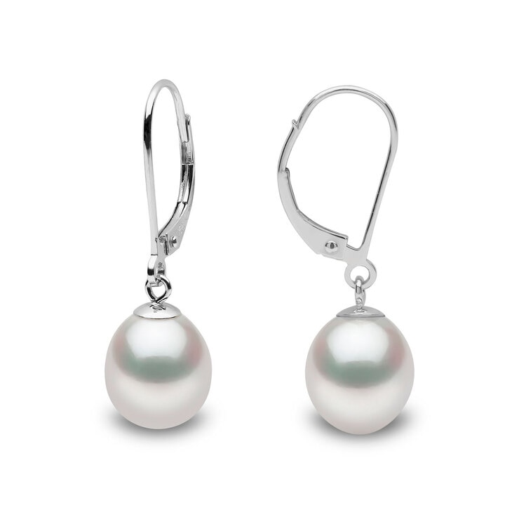 9mm Cultured Freshwater White Pearl Earrings, 18ct White Gold 9mm Cultured Freshwater White Pearl Earrings, 18ct White Gold