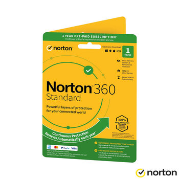 Norton 360 Standard 2022, Antivirus Software for 1 Device and 1 Year Subscription with Automatic Renewal 