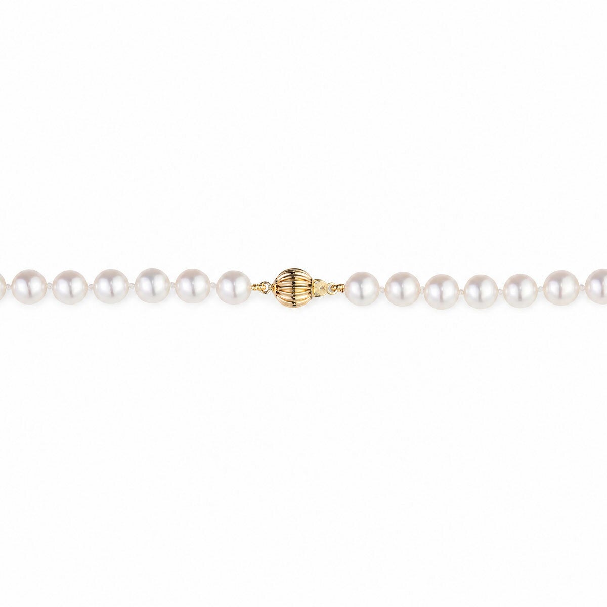 7-7.5mm Akoya White Necklace, 14ct Yellow Gold