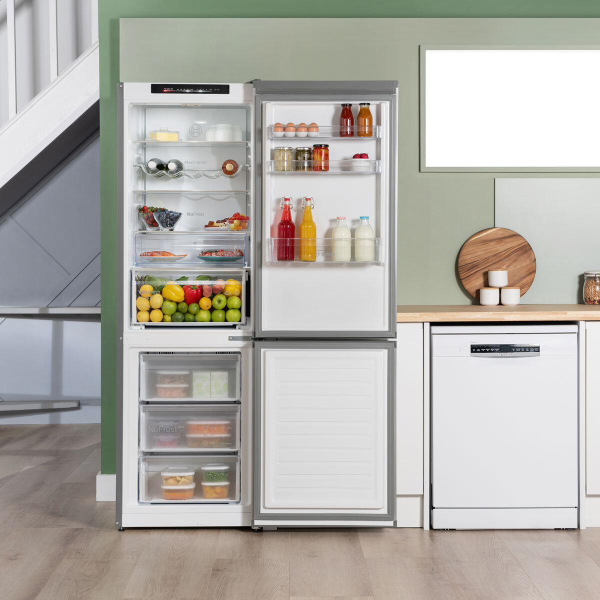 Bosch KGN362LDFG Series 4 Fridge Freezer, D Rated, in Stainless Steel