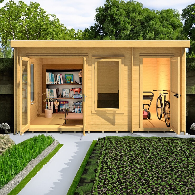 Installed Shire Rydal 44mm Log Cabin 14 x 10ft (4.2 x 3m)