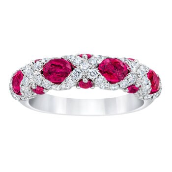 Oval Cut Ruby & 0.65ctw Diamond Ring, Platinum