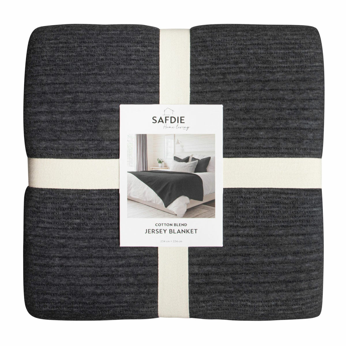 Safdie Cotton Blend Grey Jersey Blanket, 224 x 234 cm Safdie Cotton Blend Grey Jersey Blanket, 224 x 234 cm
