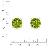 Round Cut Peridot Stud Earrings, 14ct Yellow Gold