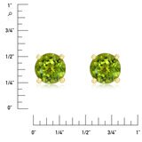 Round Cut Peridot Stud Earrings, 14ct Yellow Gold