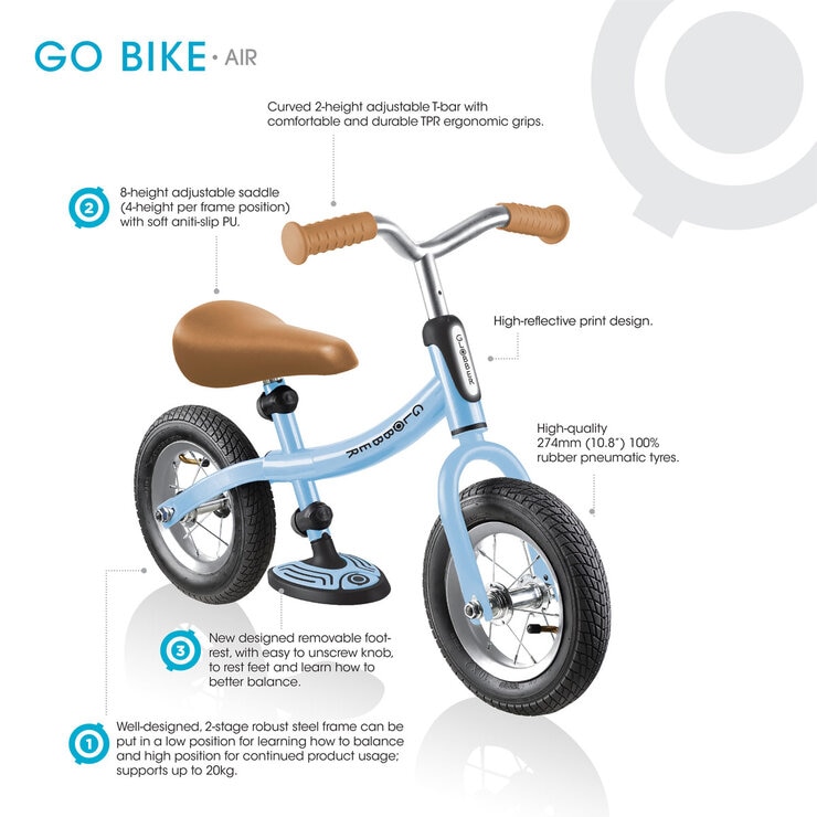 Buy Globber Go Bike Air Pastel Blue Information Image at Costco.co.uk